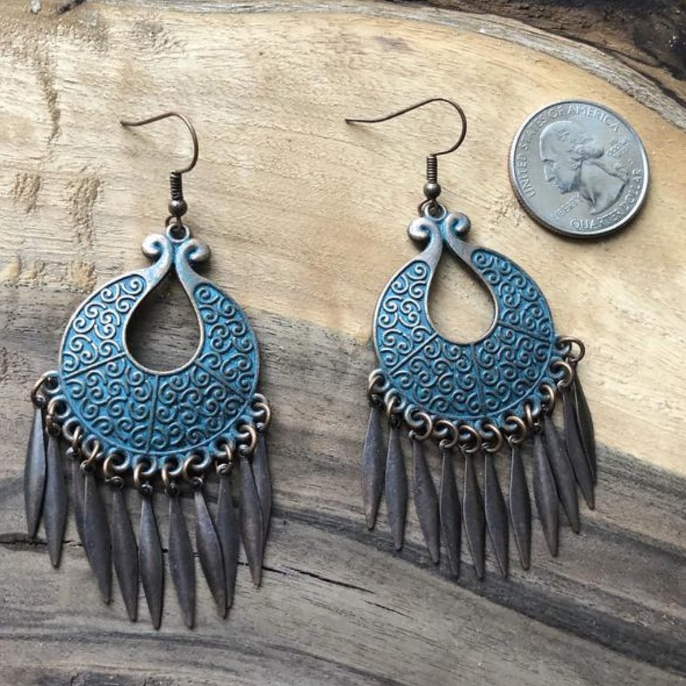 Bronze Patina Chandelier Earrings